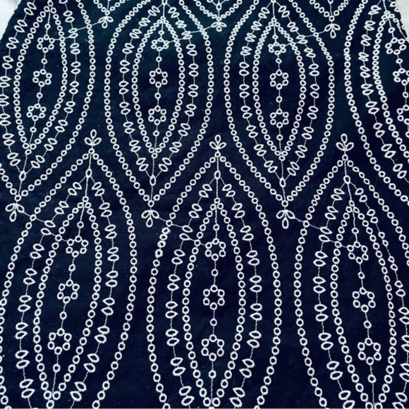 Loft Black Embroidered Scalloped Hem Skirt Whimsigoth Renaissance Gothic Cotton - Picture 3 of 5